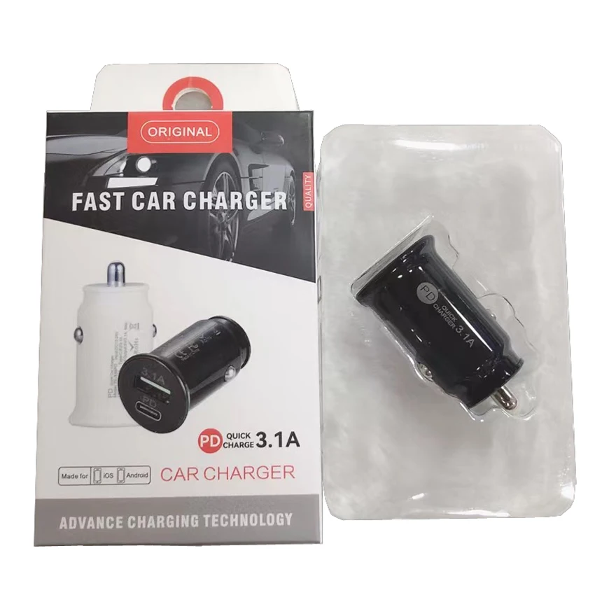 100 шт./лот TE-339 PD автомобильное зарядное устройство 18W USB зарядная головка один перетащите два мини металлическое товар отправляется без коробки