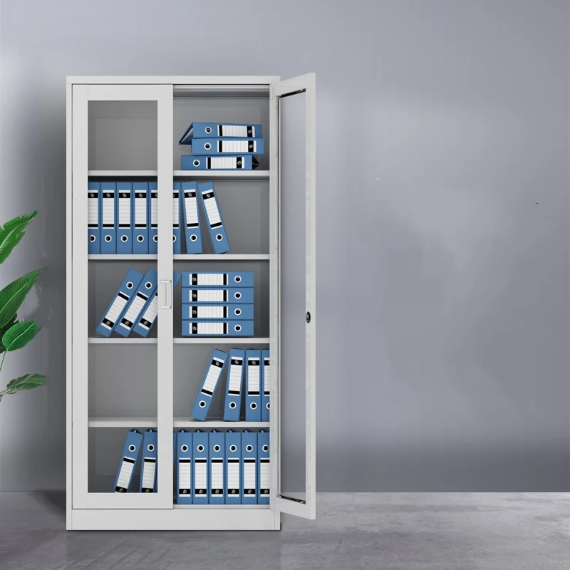 Easy Assembly Fireproof Glass 2 Swing Door Filing Cabinet Lock Office Furniture Steel File Cabinet