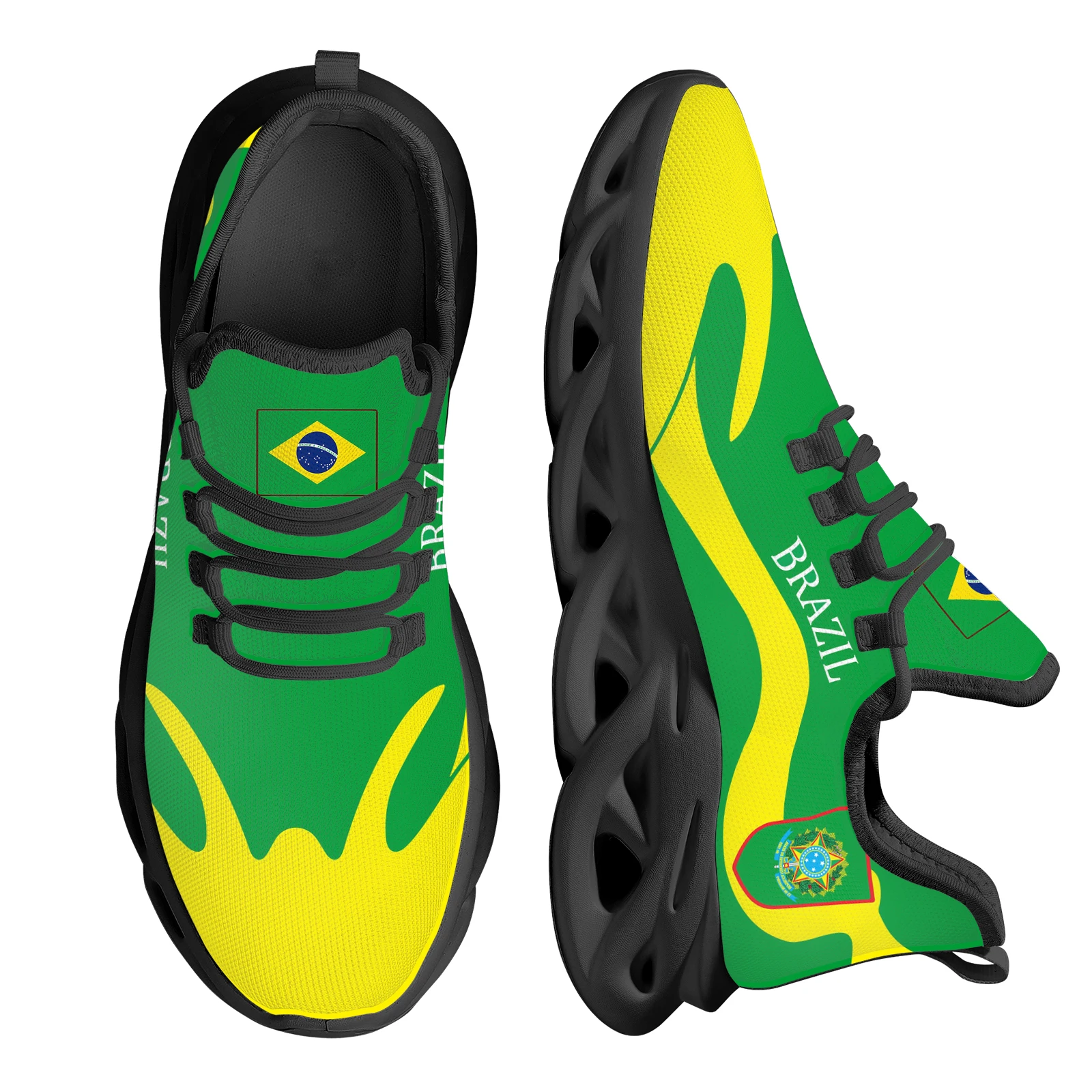 Brazil country flags designs sneaker for man Sneaker with green yellow Sports Shoes Breathable lightweight Footwear wholesale
