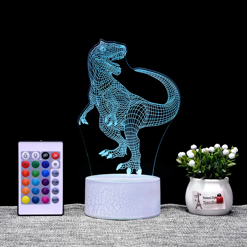 Best selling 3d light dinosaur 3d illusion night light crack base acrylic led lamp