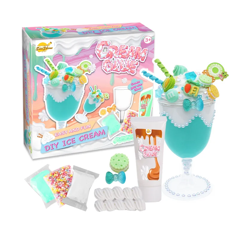 2024 New Design Non Toxic Diy Ice Cream Glue Kit Whipped Cream Clay Glue Whipped Simulation Case