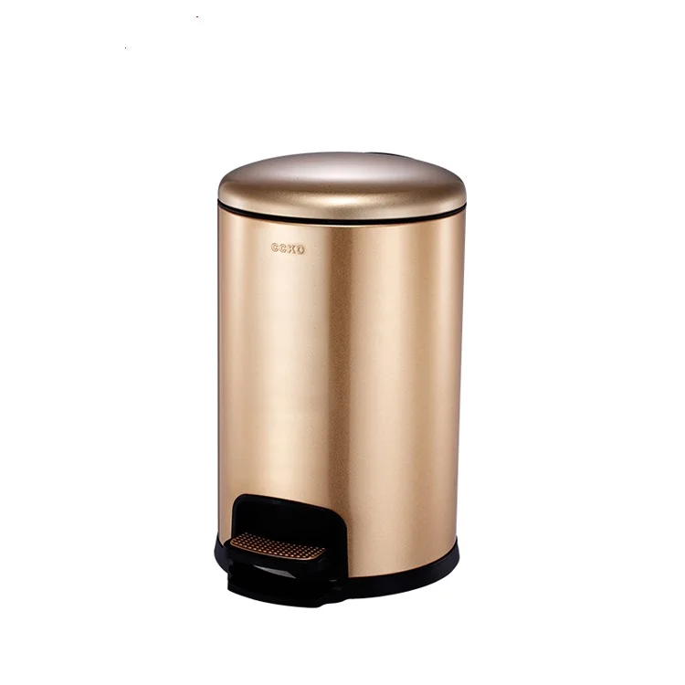 
CCKO Hot Selling Champagne Gold 5L Foot Pedal Bin Trash Can 