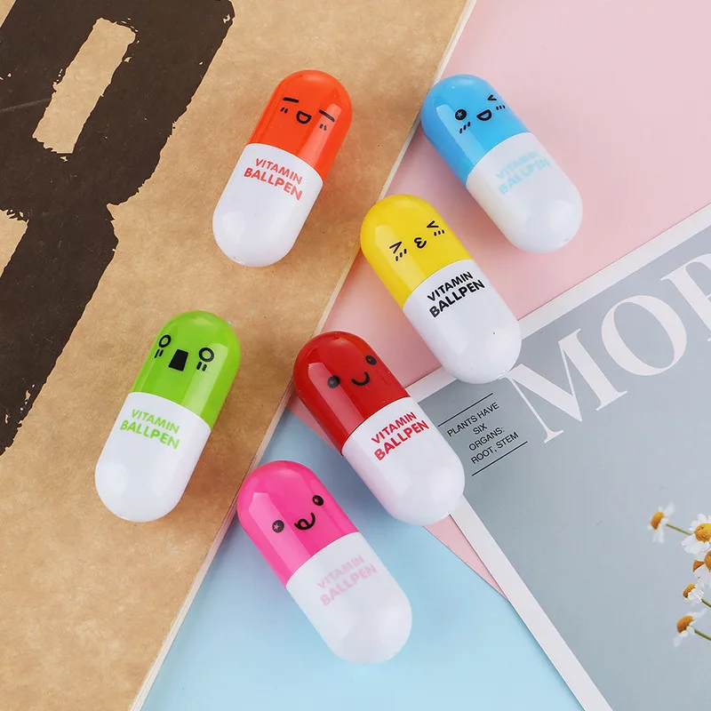 pill ballpoint Student stationery cartoon expression retractable Taobao gift capsule advertising pen custom promotional pens