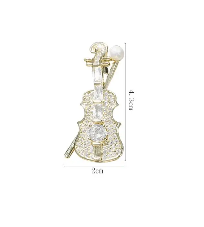 Go Party Valentines Day Gifts Violin Brooches Pins Music Guitar Full Diamond Rhinestone Brooch Corsage Pin Dress Accessories