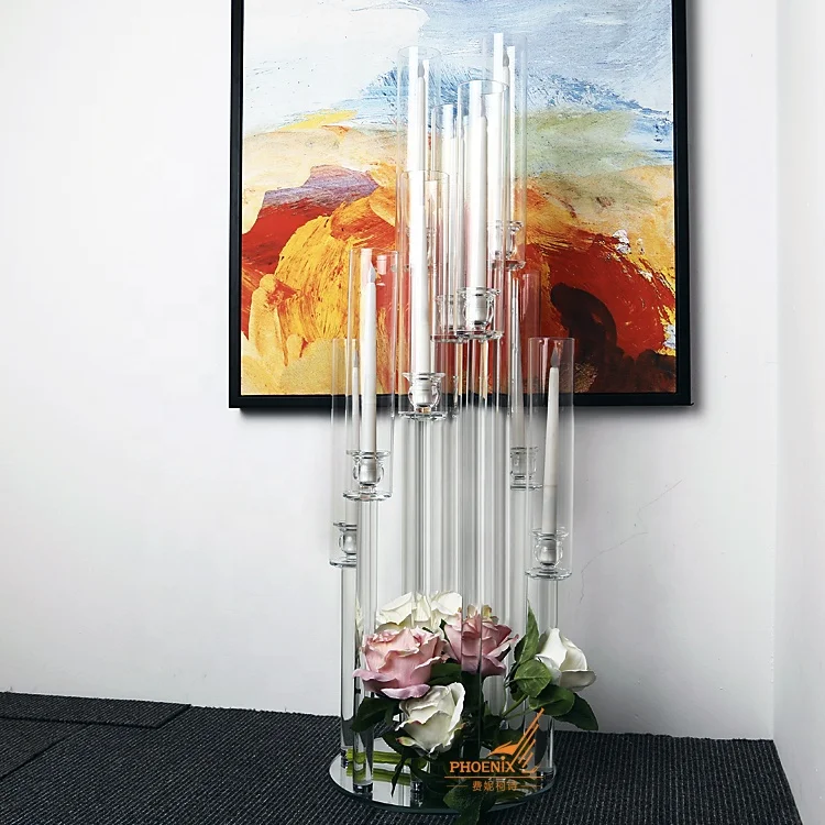 Elegant table centre pieces wedding crystal candelabra event decoration 10 arms glass candle holders centerpieces on sale