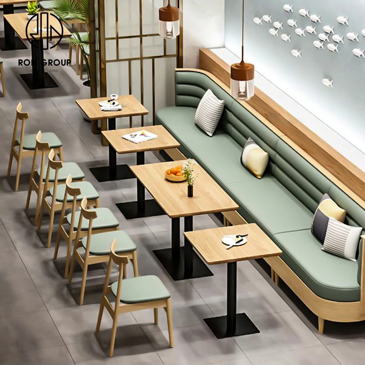 Modern Commercial Furniture Cafe Bar Hamburger Shop Club Leather Sectional Couch Booth Seating Restaurant table and chairs