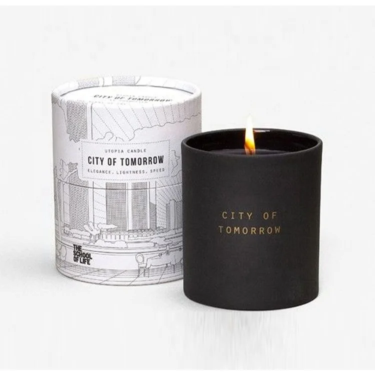 Black White Rigid Small Paper Cardboard Round Box Empty Candle Jars Candle Paper Tubeckaging With Custom Metal Lip