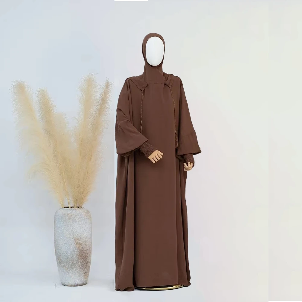 Closed Crepe Hooded Sports Jilbab Modest Custom New French Muslim Women EID Ramadan Islamic Clothing Wholesale Prayer Jilbab