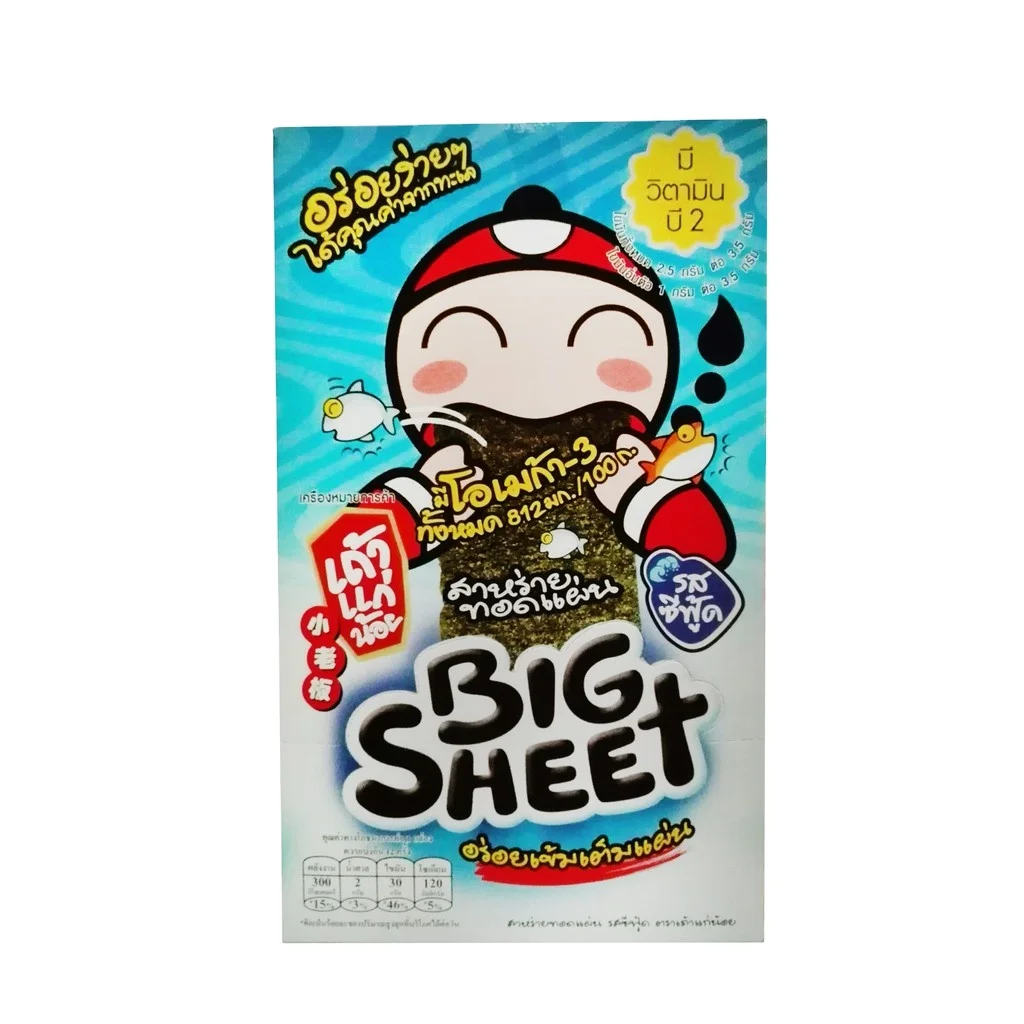 
Tao Kae Noi Big Sheet Seaweed 3.5g x 10 x12 Seafood Flavor 