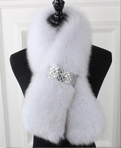 Современный популярный женский плотный теплый шарф с помпонами из натурального кроличьего меха