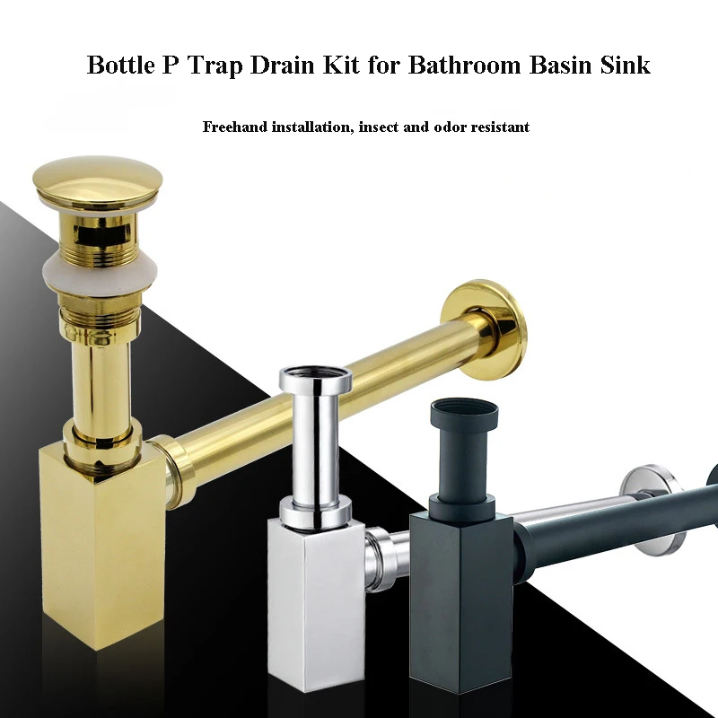 Square water trap basin pop-up drain with anti-odour and air barrier down pipe wall drain black