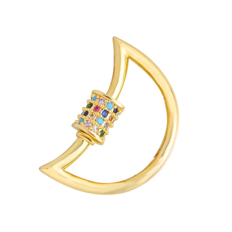 Glossy Copper Micro Inlaid Zircon Universal All-match Screw Carabiner Clasp For Necklace Making Diy Ornament Accessories