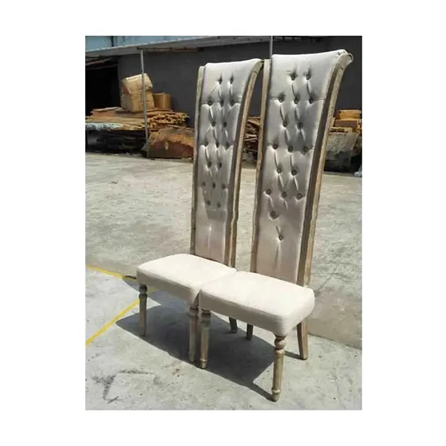 Royal Button Tufted Fabric White King Throne Dining Chair Hotel Wedding Event Chair
