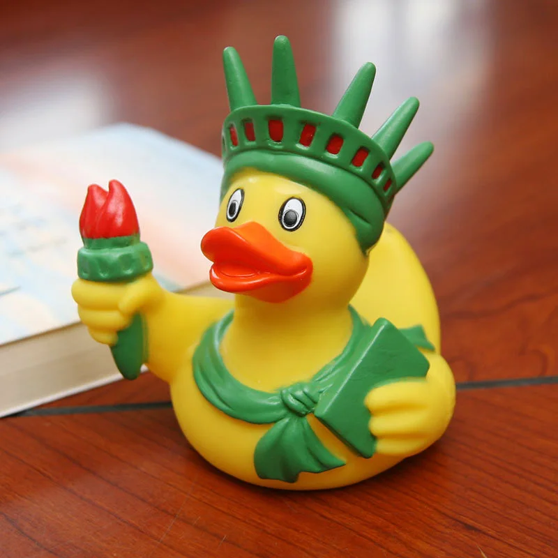 
Wholesale toddler bath toys Statue of Liberty yellow rubber duck customized 