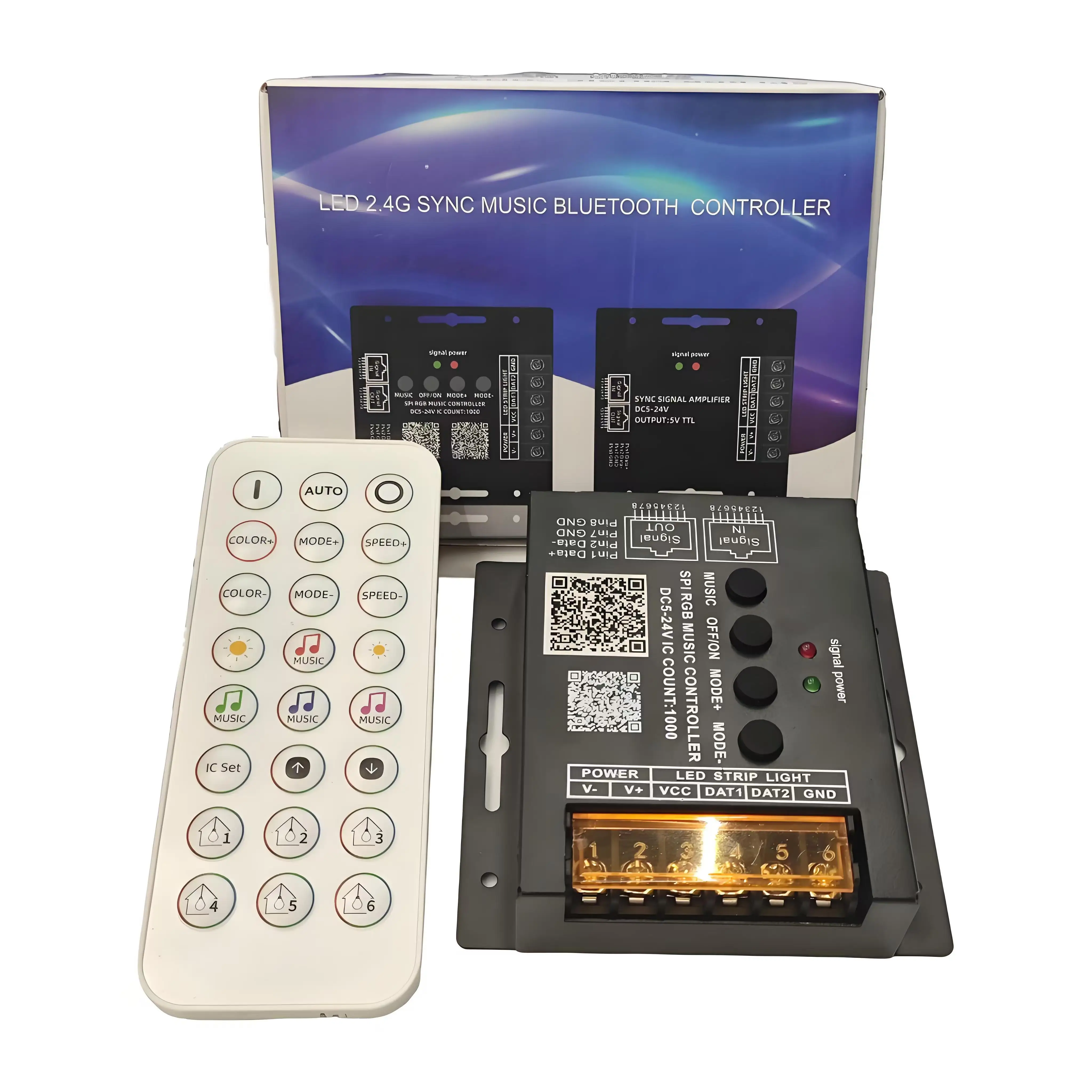 Bluetooth SPI RGBIC Music Controller 5V12V24V Smart Wifi Wireless Remote Control