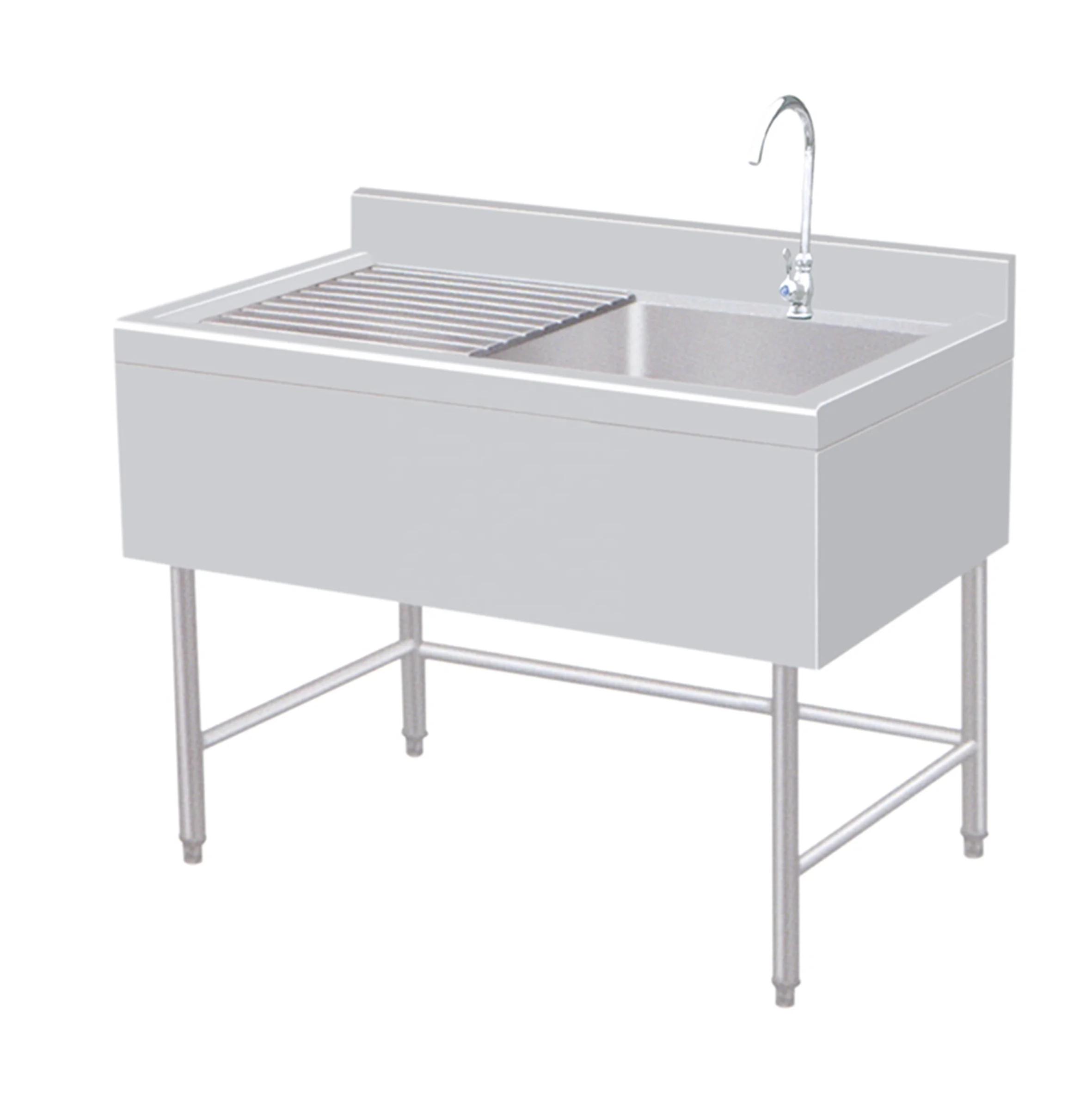 Free Standing Stainless Steel Handmade Welding Farm Used Basin Single Bowl Kitchen Sink With Undershelf