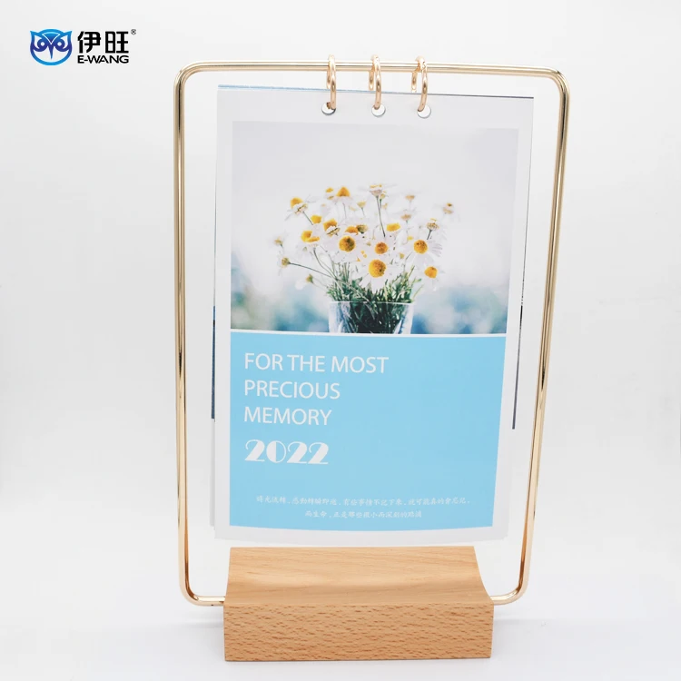 Custom Logo Printing Monthly Stand Flip Wooden Table Desk Calendar