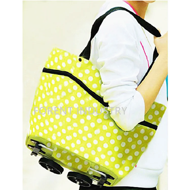 Customized eco-friendly non woven shopping trolley mesh bag folding hanging bag cart