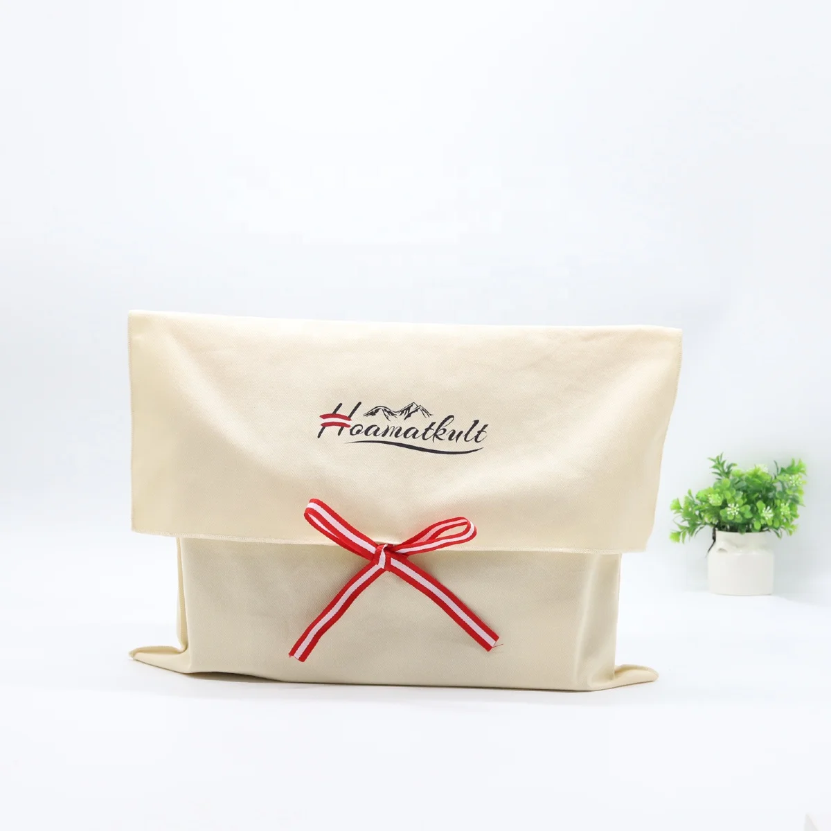 Eco-Friendly Crude Twill Cotton Envelope Gift Pouch Beige Large Shoe Dust Bag Envelope Coton Dust Packaging Bag