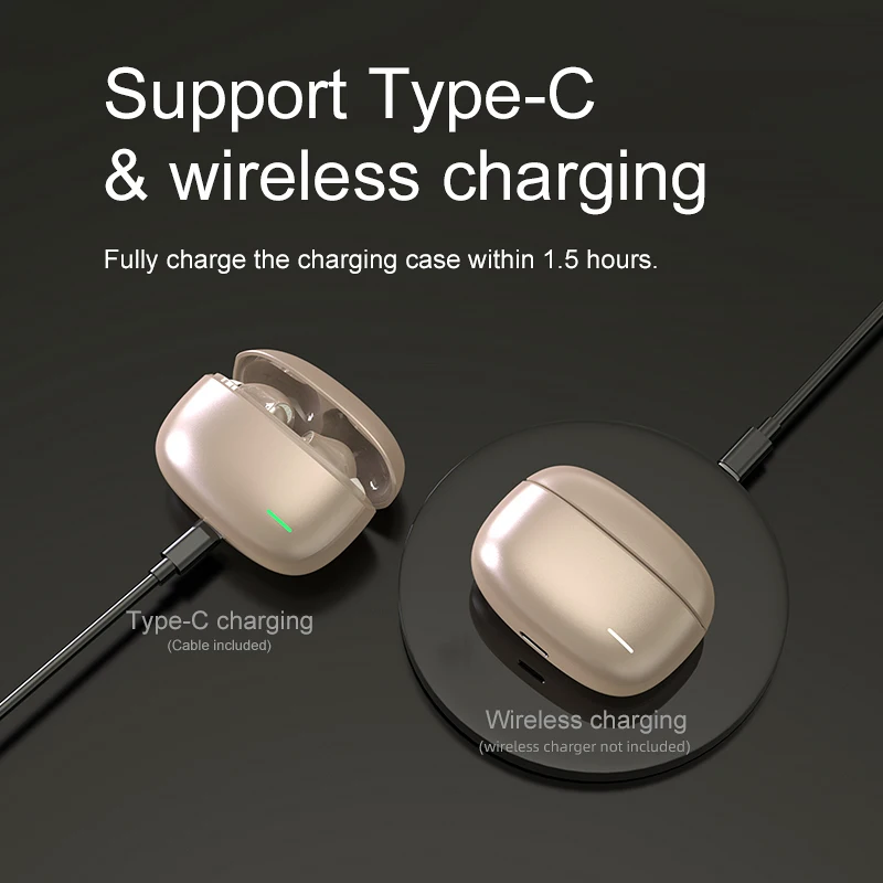 Wireless Earbuds With 4 Mics Clearer Calling With Specail Speaker With Wireless Charging Case Touch Control Stereo For Android