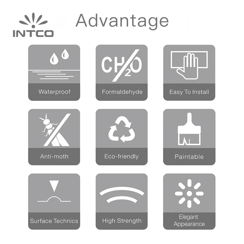 INTCO Quick to Install Eco-friendly Home Decor Waterproof Anti-moth 3D Design Indoor Wall Panel