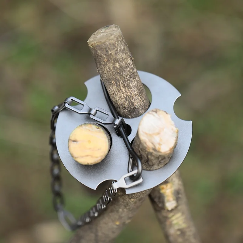 Titanium Adjustable Tripod Hanging Chain Outdoor Camping Campfire Pot Kettle Cup Holder Cooking Kit