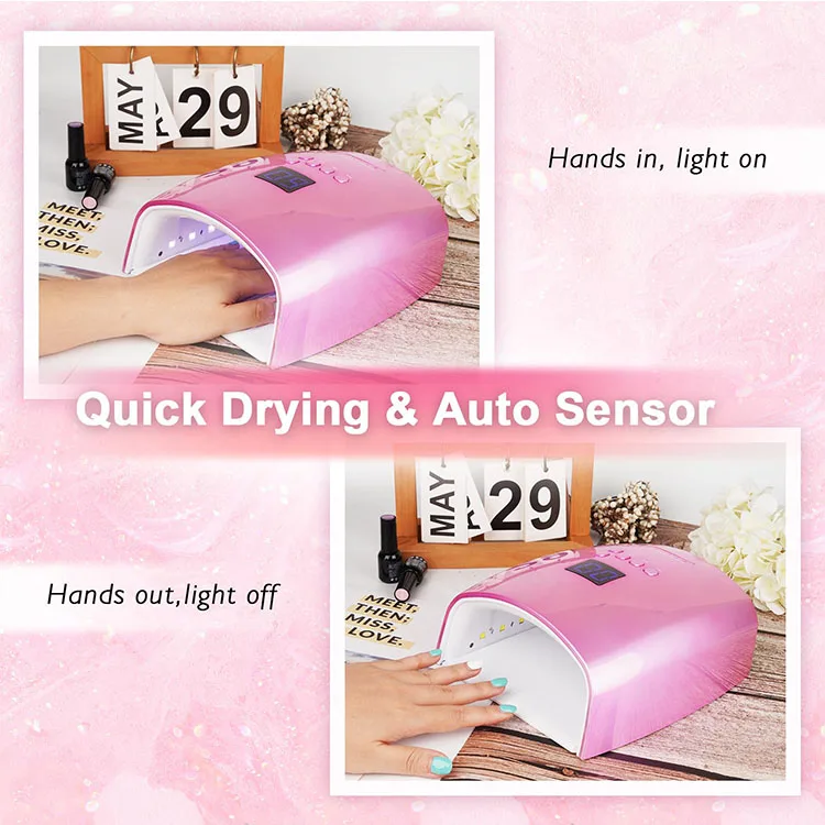 Professional Strong Power 48W Led UV Nail Lamp Pink Rechargeable Wireless Gel Nails Dryer For Polish Dry