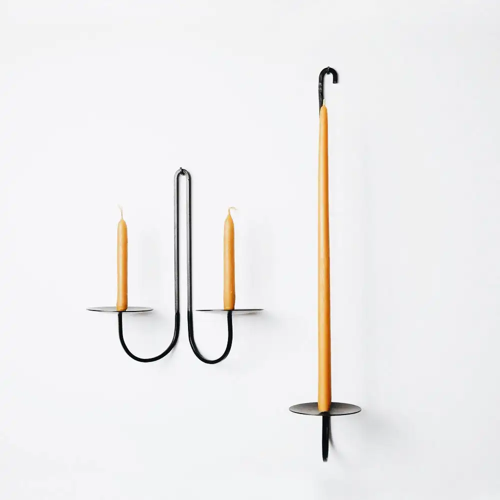Oniya Modern Black Wall Mount Iron Single Candle Holder