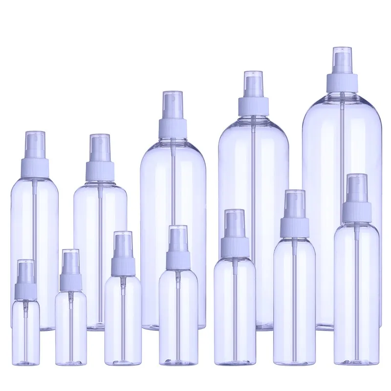 PET spray plastic bottle wholesale transparent cosmetics Beauty body care safety empty travel perfume bottle with cap