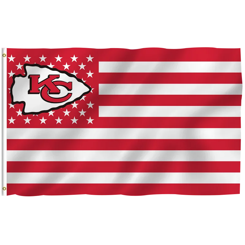 In Stock All  Football Team Flag 3x5ft High Quality Custom Design  100% Polyester Sports Nfl Kansas City Chiefs banners
