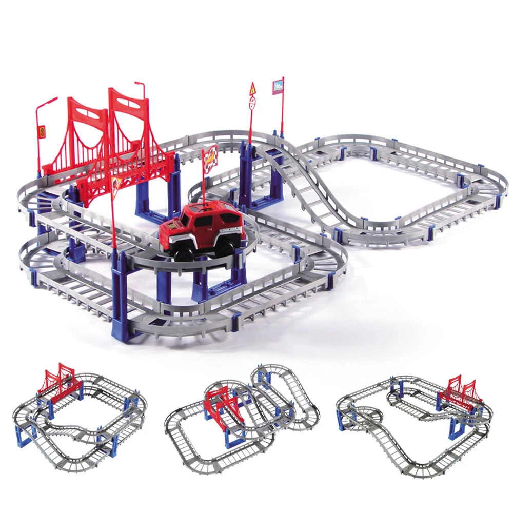 Fivestar DIY Assembled Race Slot Car Electronic Toy Railway Track Racing Children Toys Plastic Color Box