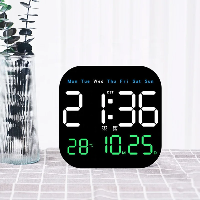 yuyang NEW Large LED Brightness Adjustable Timer Alarm LED clock Digital Wall Table Clock Remote Home Decor Office Factory