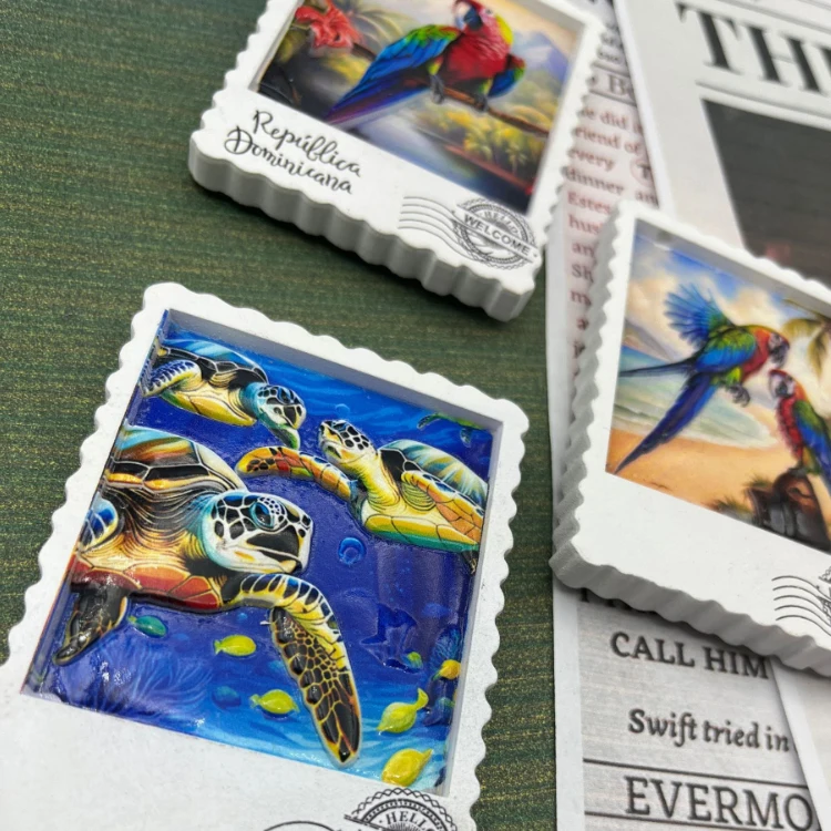 Custom logo resin 3d printing travel gift stamp france souvenirs paris fridge magnet for collection