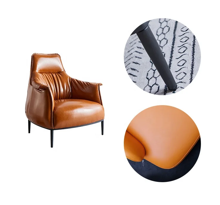 
menbro 5 star hotel room cowhide cafe Adult chair brown leather sofa 