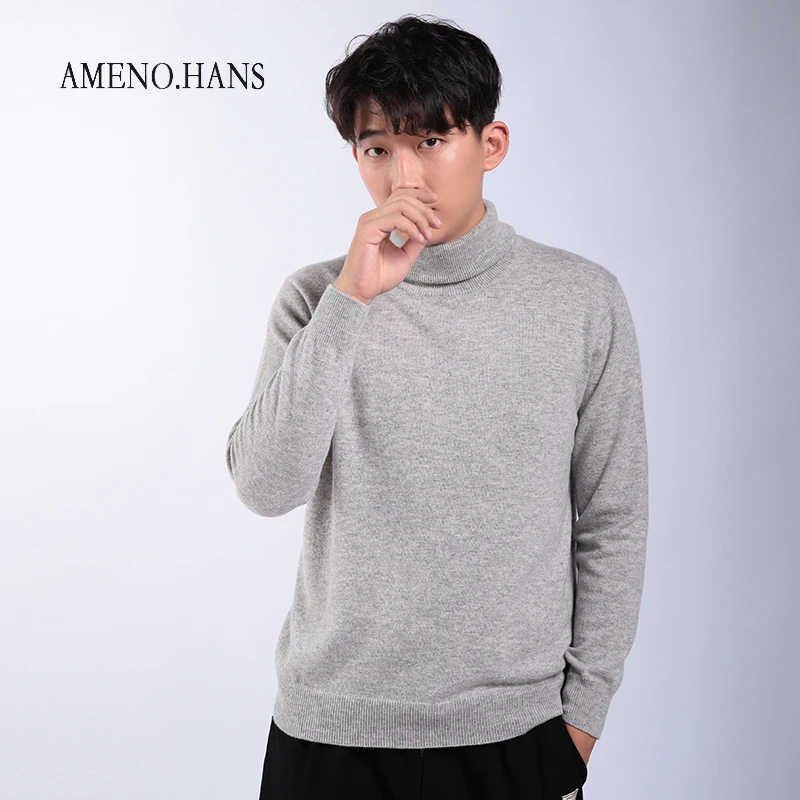 Custom winter mens long sleeve heavy 100 %cashmere turtleneck sweater