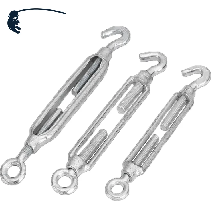BAOT 3/8*6 Double Hooks Open Body with Toggle Form Aligner Forged Eye Hook Galvanized Turnbuckle