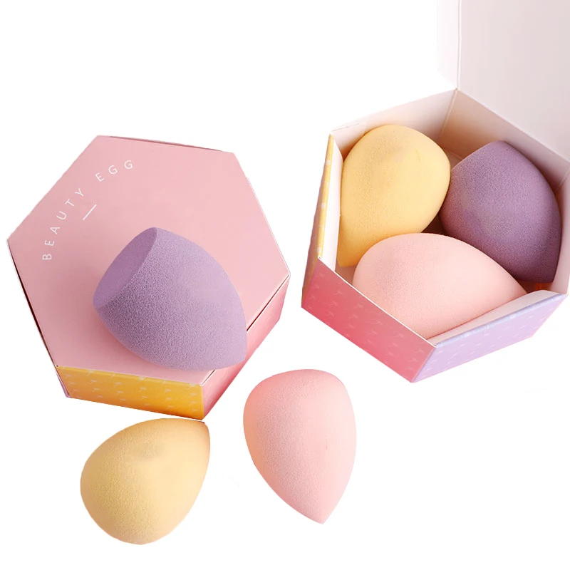 
ODM OEM Latex Free Multi Color 4pcs/set 40*60mm Face Cosmetic Beauty Makeup Sponge Blender With packaging box 