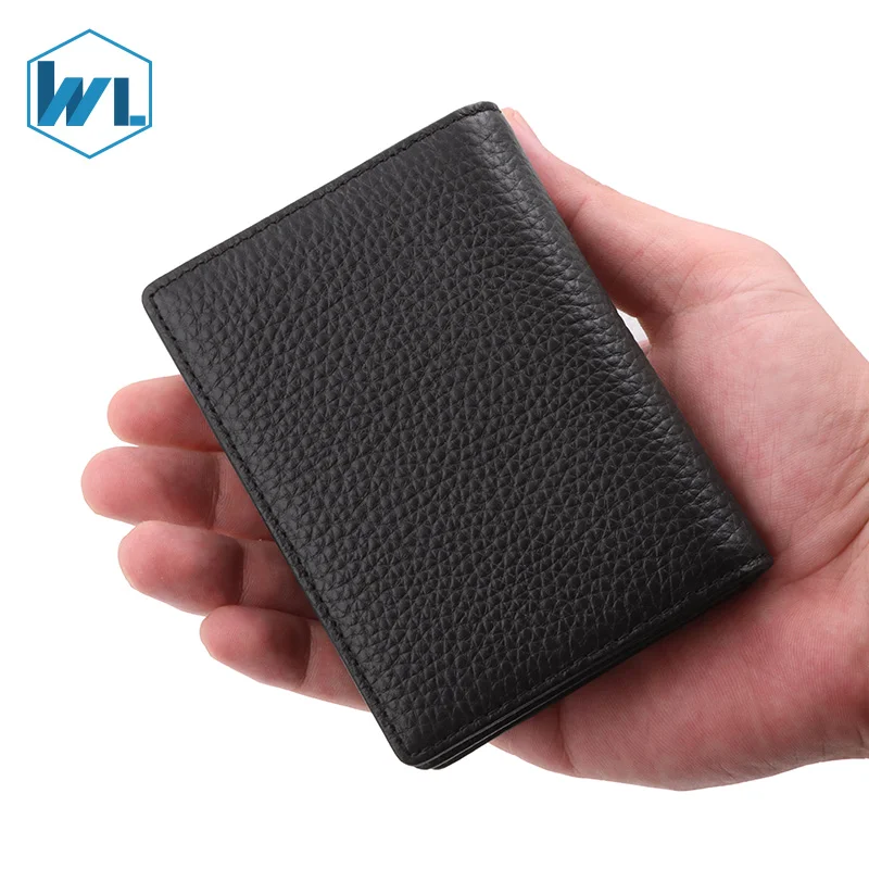 Кошелек мужской из натуральной кожи двойного сложения с RFID-защитой и отделением для карт