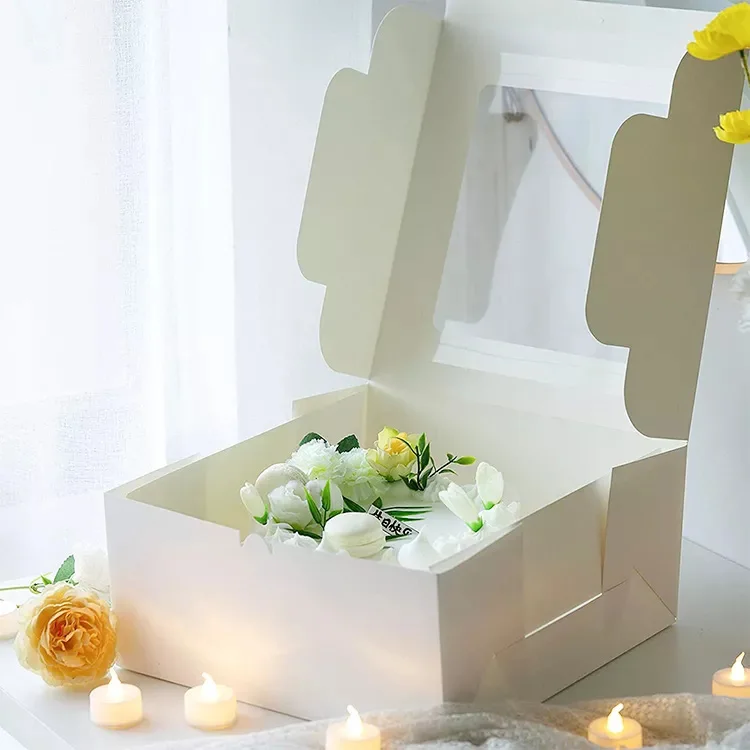 Cake Box Baked Pie Biscuit Cake Dessert Gift Box With Window For Hemp Rope And Stickers