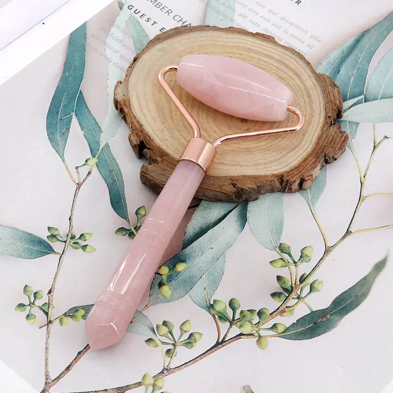 Beauty Slimming Facial Massager Guasha Rose Quartz Jade Single Head Roller Massage Gus Sha