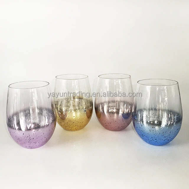 Unique egg shaped electroplating dream star sky glass juice drink colored cups