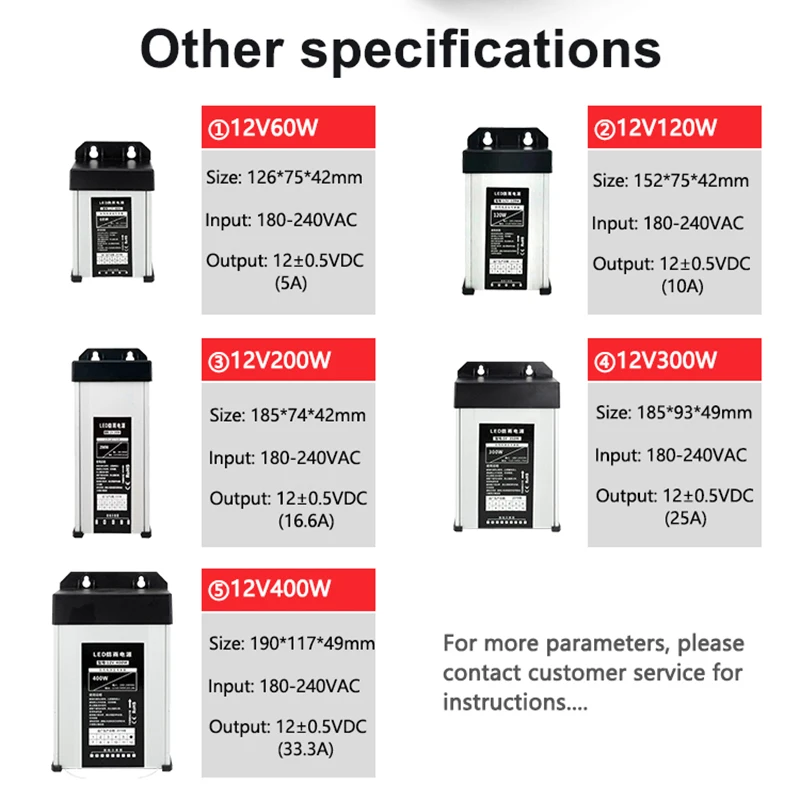 Good quality 220vac to 24v rainproof  power supply s-200-12 200w 120w 150w 100w  transformer for communication