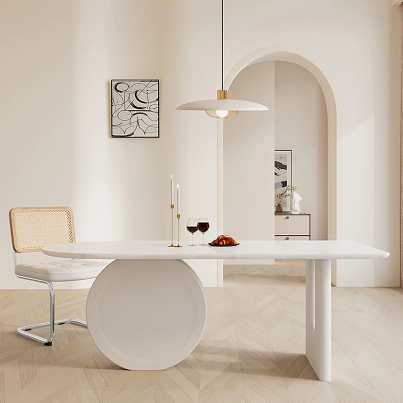 AOMISI CASA Nordic modern furniture белый круглый обеденный стол из цельного дерева роскошный сланцевый набор для дома