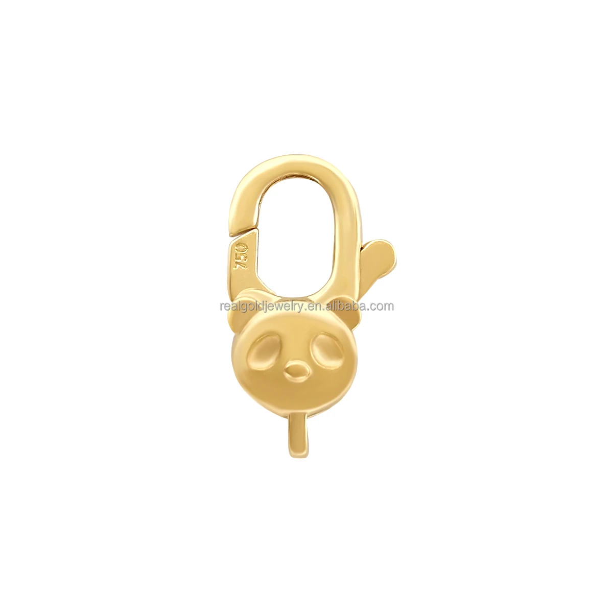 Wholesale Customize Panda Pattern design Pure 14k 18k Real Gold Solid Gold Clasp For Necklace DIY Gold Accessory Fine Jewelry