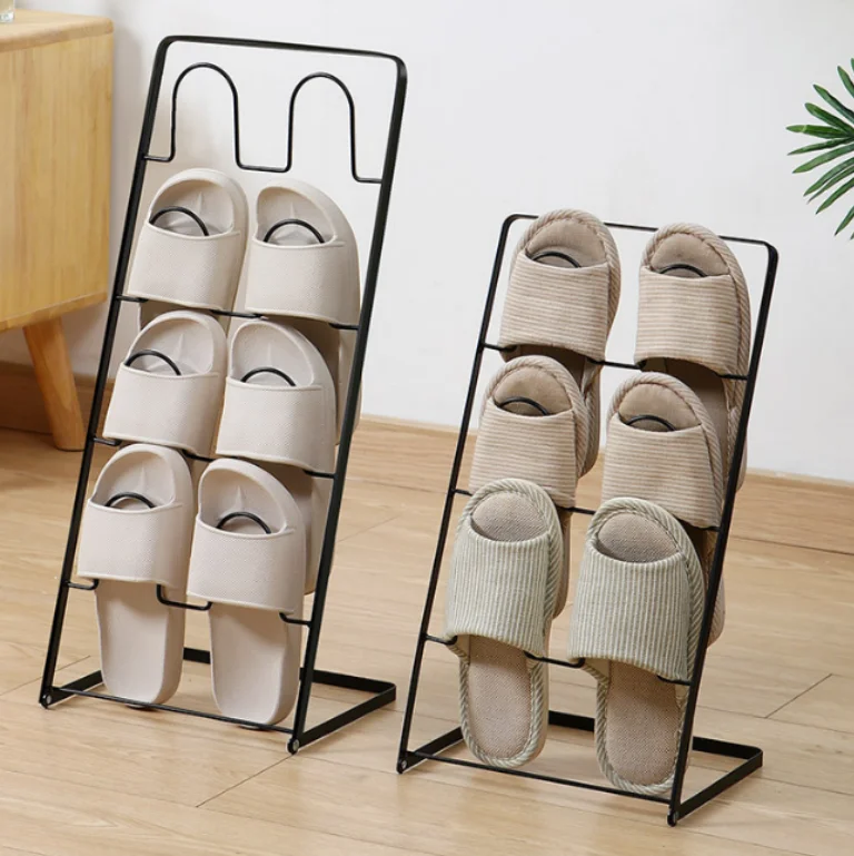 DSH Folding slipper rack home floor-type slipper storage rack metal shoes rack