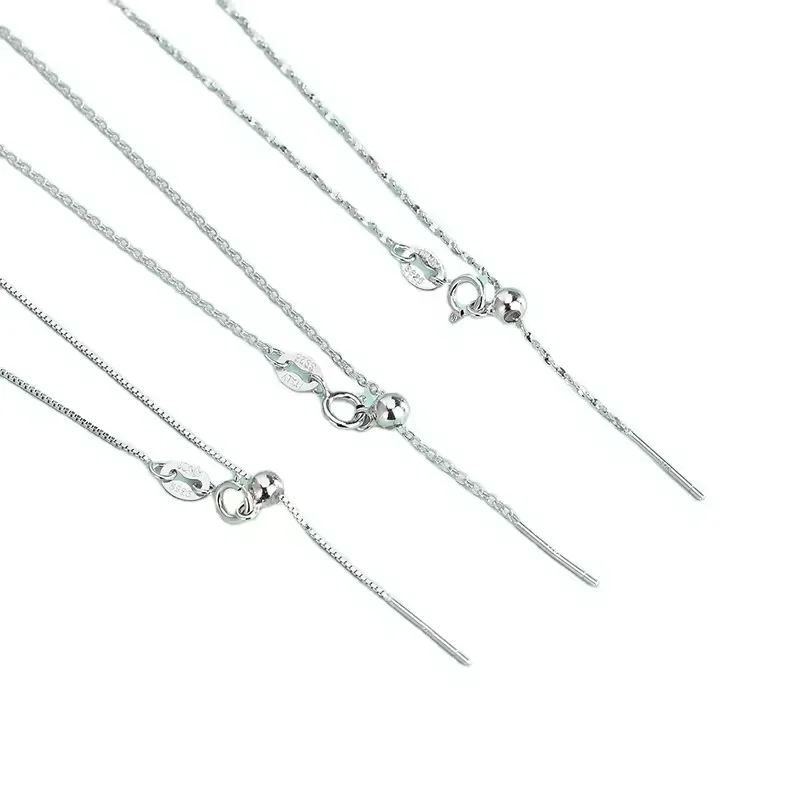 Custom Diy Sliding Bead Length Adjustable Fine Quality 925 Italian Silver Chain  letter heart Necklace In Silver Jewelry