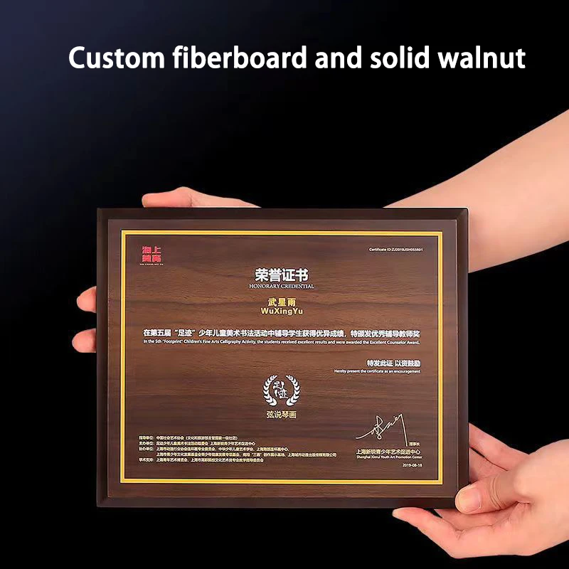 High density fiberboard made of wood medal honor memorial gift foldable color printing titanium plate plaque