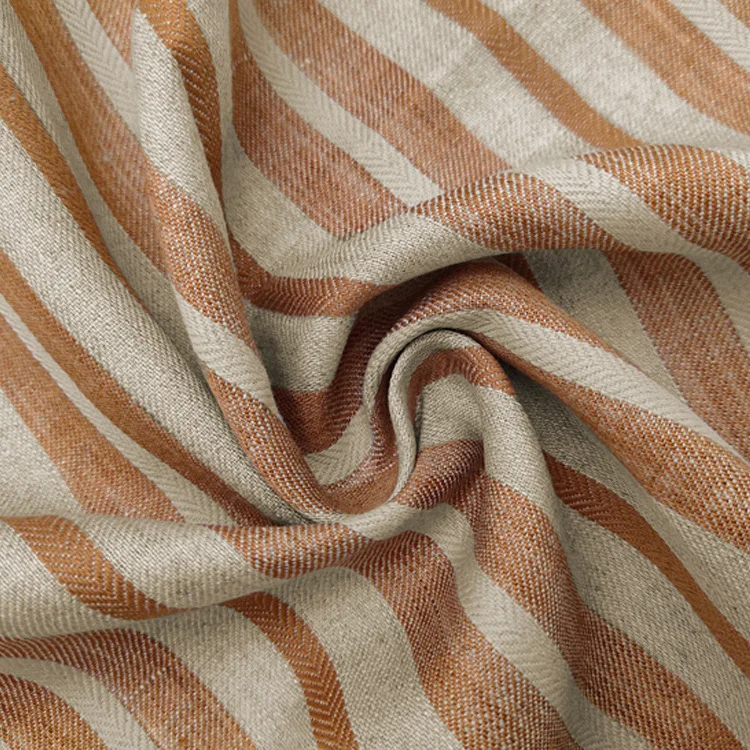 Wholesale spring summer colorful garment shirt fabrics stripe blend linen/cotton designer cotton linen dress fabric by the meter