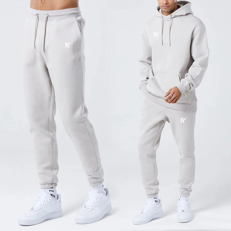 Custom Logo Winter Two Piece Set High Quality Sweatshirts Sports Hoodies Running Workout Cotton Gym Fitness Tracksuit For Men