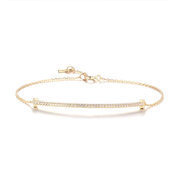 Custom Design Luxury Zircon 14K 18K Solid Gold Filled Bar Ladies Bracelets Wholesale